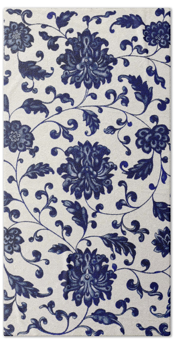 Vintage Blue Oriental Floral Patterns Bohemian Wall Art Prints Beach ...