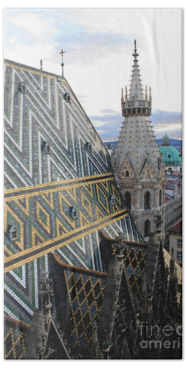 Architecture Beach Towel featuring the photograph St Stephens Cathedral Vienna #7 by Angela Rath