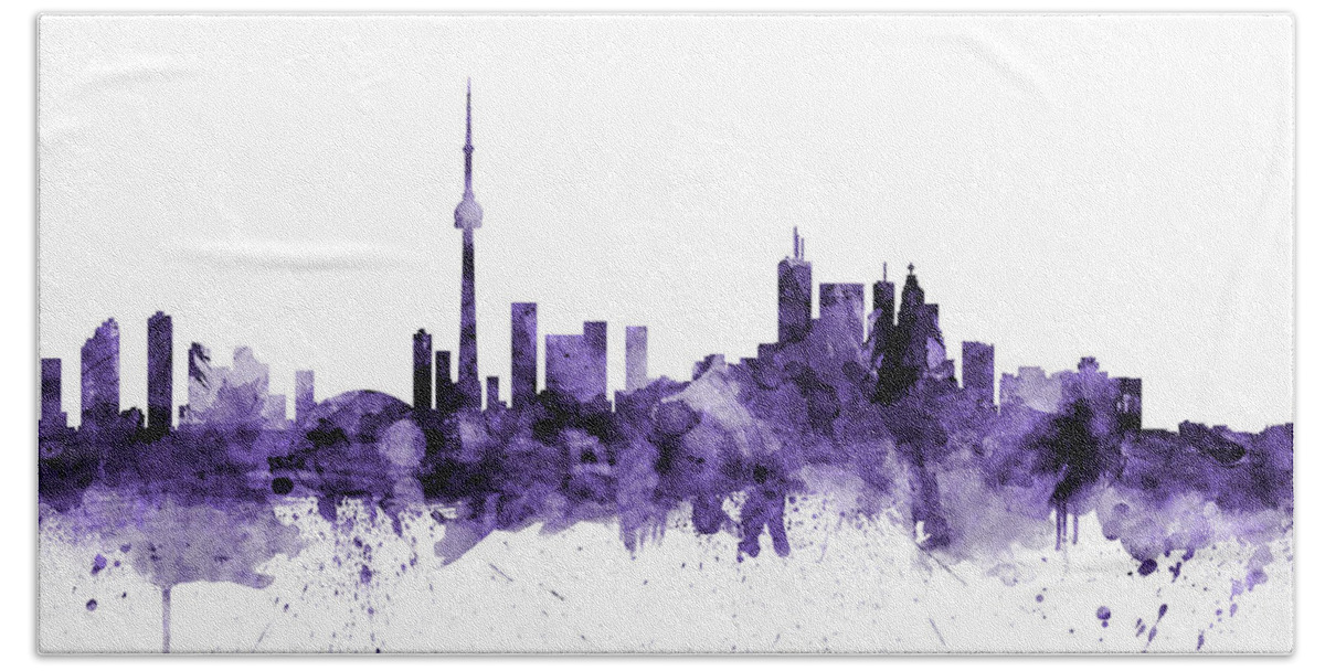Toronto Beach Towel featuring the digital art Toronto Canada Skyline by Michael Tompsett