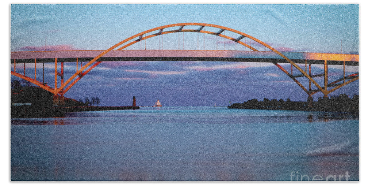 Milwaukee Beach Towel featuring the photograph 1441 Hoan Bridge Milwaukee by Steve Sturgill