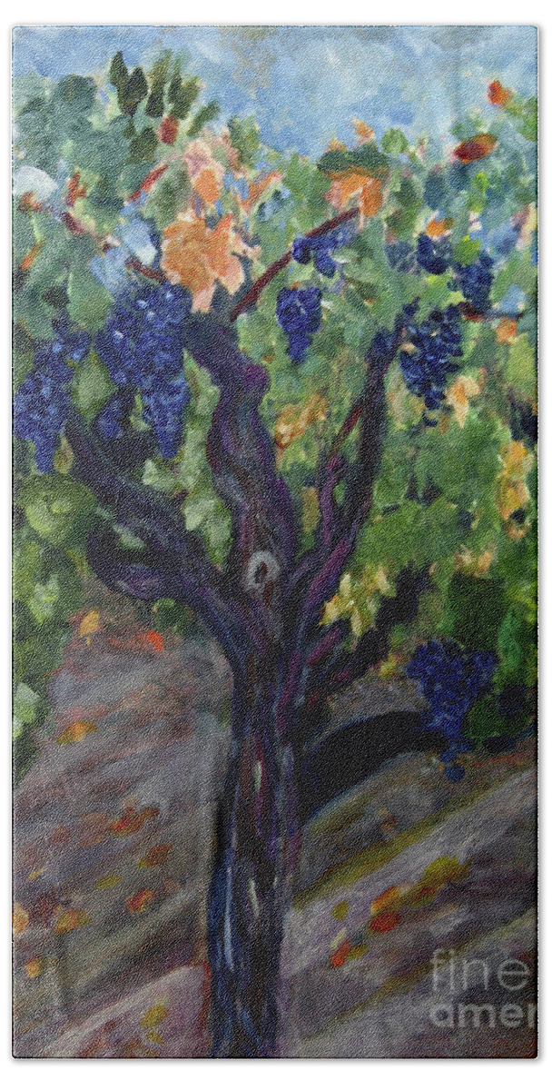 Art Beach Towel featuring the painting 147 Year Old Vines by Donna Walsh