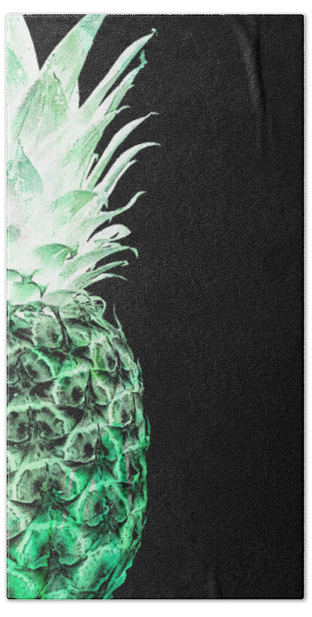 14kr Artistic Glowing Pineapple Digital Art Green - Right Side Of Diptych Pair / Set From My Original 14k Artistic Glowing Pineapple Digital Art Green Beach Towel featuring the photograph 14KR Artistic Glowing Pineapple Digital Art Green by Ricardos Creations