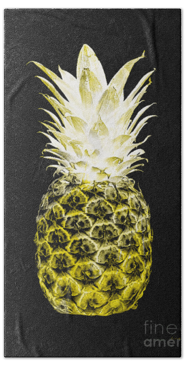 Art Beach Towel featuring the photograph 14N Artistic Glowing Pineapple Digital Art Lemon Yellow by Ricardos Creations