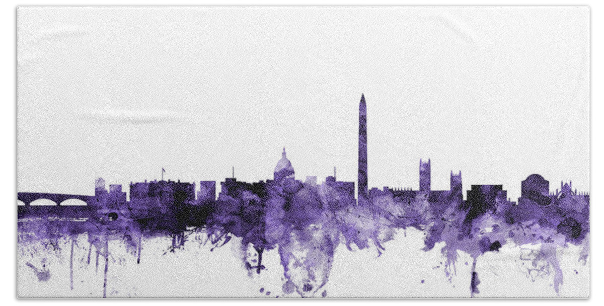 Skyline Beach Towel featuring the digital art Washington DC Skyline #15 by Michael Tompsett