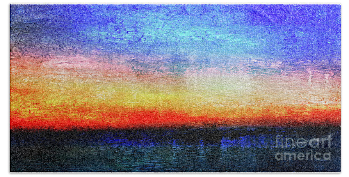 Abstract Beach Sheet featuring the painting 15a Abstract Seascape Sunrise Painting Digital by Ricardos Creations