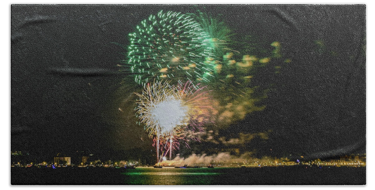 Anniversary Beach Towel featuring the photograph Fireworks #16 by SAURAVphoto Online Store
