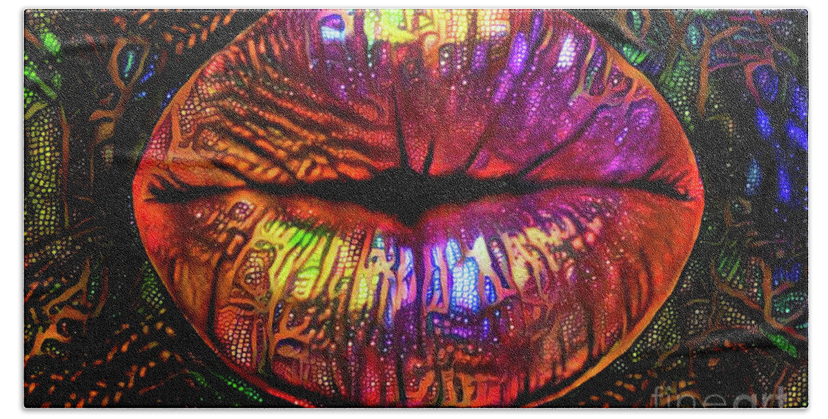 Beauty Beach Towel featuring the digital art Kissing Lips #162 by Amy Cicconi