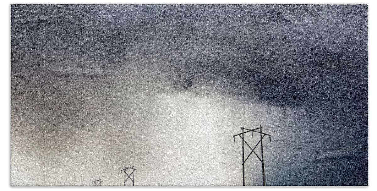 Weather Beach Towel featuring the photograph Prairie Storm Clouds Canada #18 by Mark Duffy