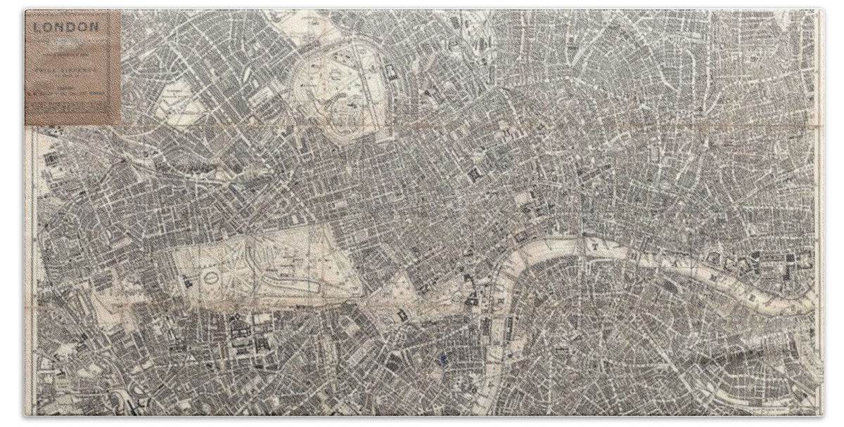1899 Bacon Pocket Plan Or Map Of London Beach Towel featuring the photograph 1899 Bacon Pocket Plan or Map of London by Paul Fearn