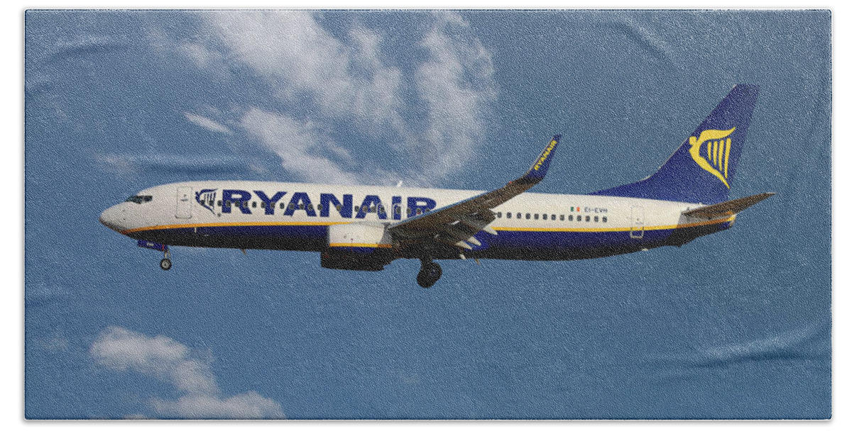 Ryanair Beach Towel featuring the photograph Ryanair Boeing 737-8AS #19 by Smart Aviation