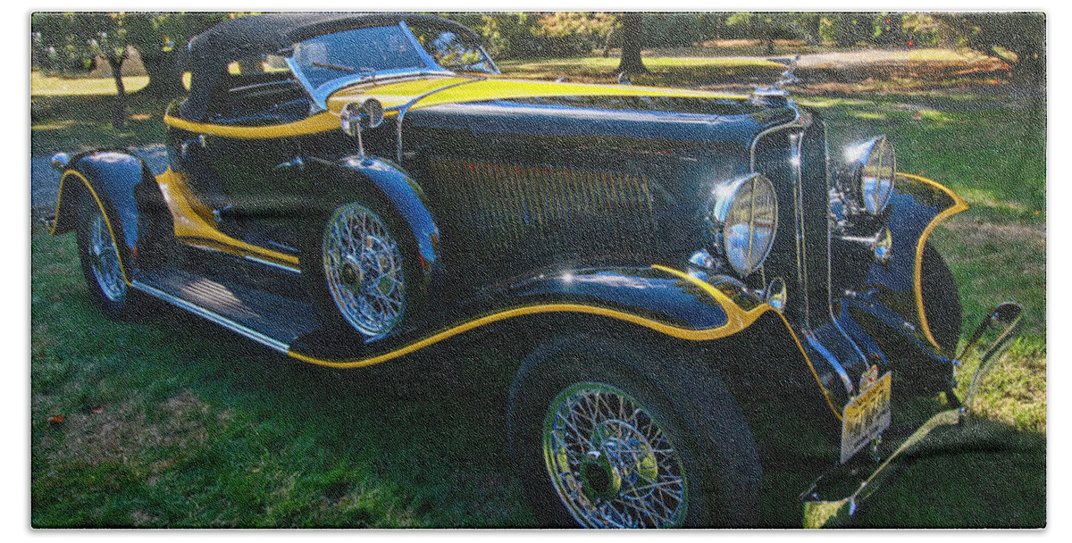 1932 Auburn Speedster Beach Towel featuring the photograph 1932 Auburn 12 - 160 A Speedster by Allen Beatty