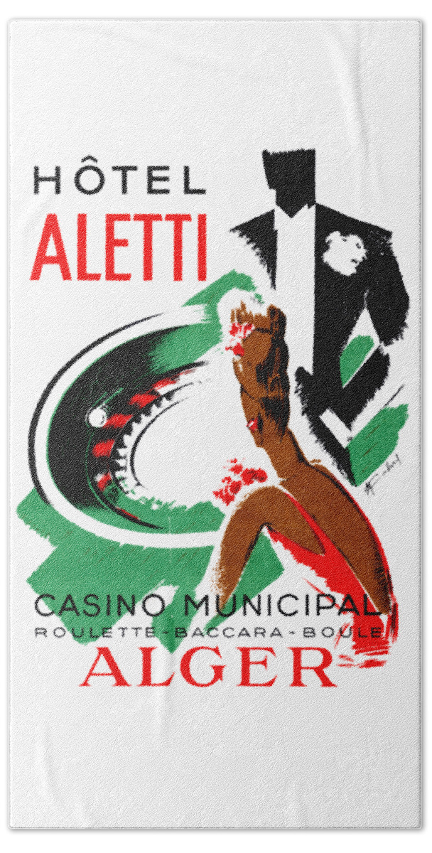 Vintage Beach Towel featuring the painting 1935 Hotel Aletti Casino Algeria by Historic Image