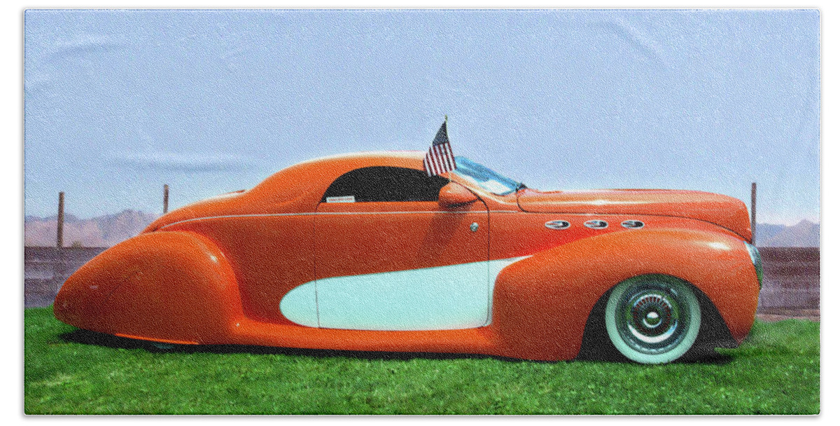 Photograph Beach Sheet featuring the photograph 1939 Lincoln Zephyr Coupe by Greg Sigrist