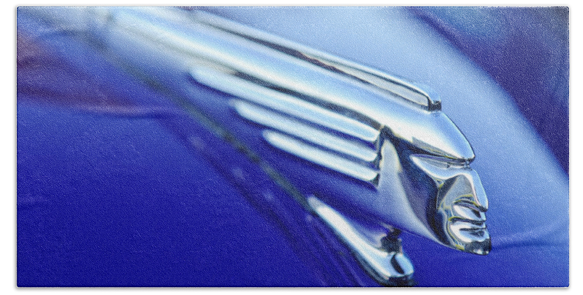 1939 Pontiac Coupe Beach Towel featuring the photograph 1939 Pontiac Coupe Hood Ornament 4 by Jill Reger