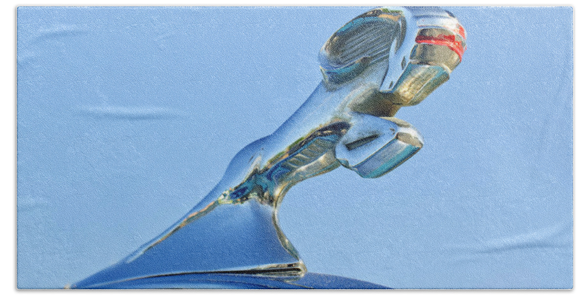 1940 Dodge Business Coupe Beach Towel featuring the photograph 1940 Dodge Business Coupe Hood Ornament by Jill Reger
