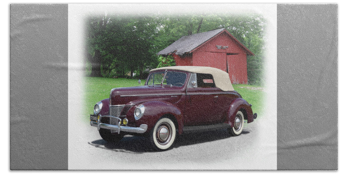 1940 Beach Towel featuring the photograph 1940 Ford Deluxe Convertible by Ron Long