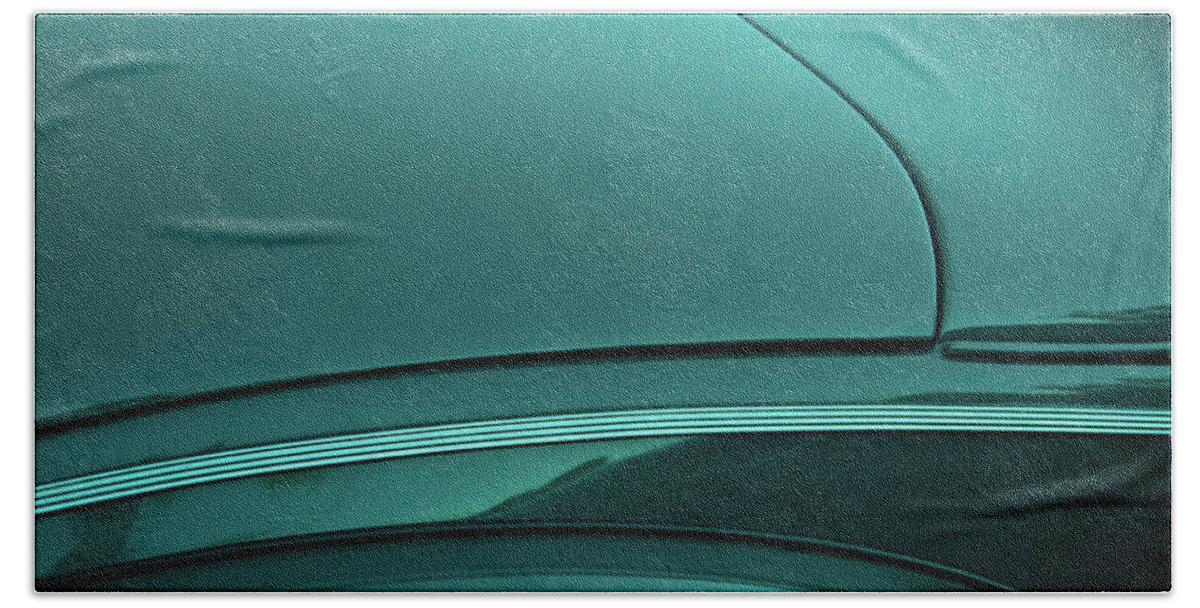 Green Beach Towel featuring the photograph 1940 Ford Deluxe Coupe Curves by Jani Freimann