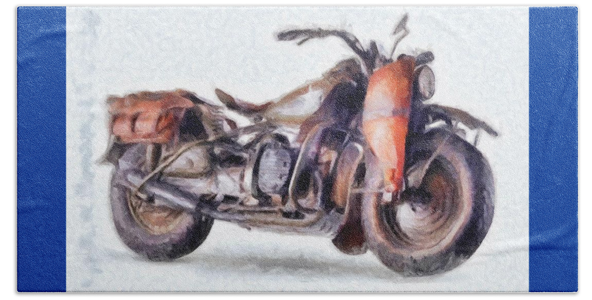 1942 Harley Davidson Beach Sheet featuring the digital art 1942 Harley Davidson, Military, 750cc by Caito Junqueira