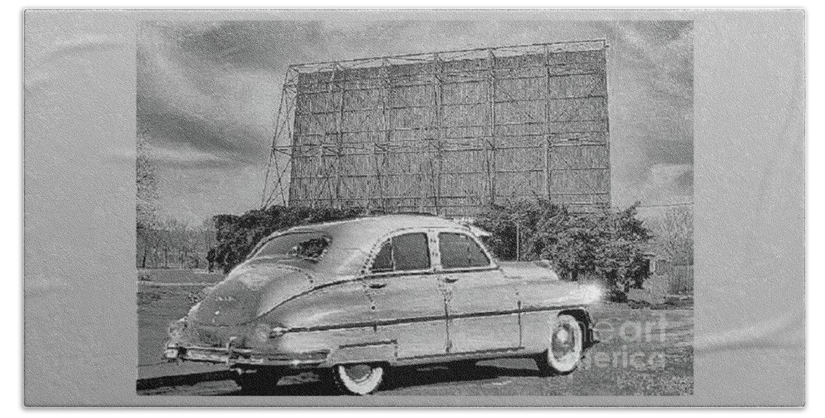 Packard Beach Towel featuring the photograph 1950 Packard at the Drive In by Janette Boyd