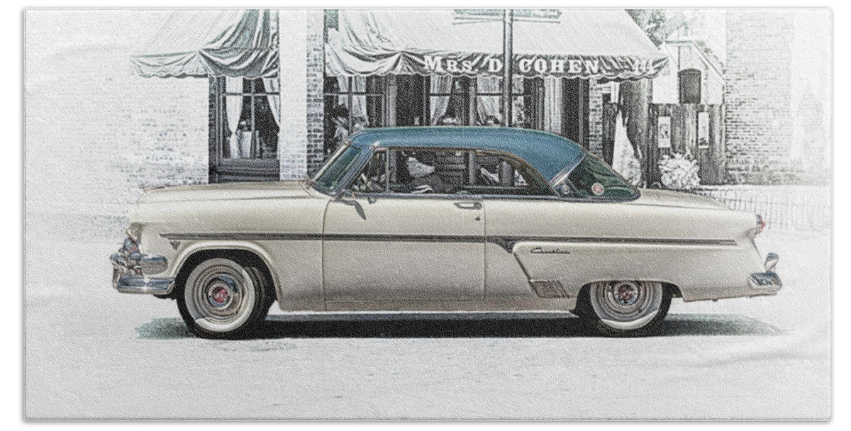 1954 Beach Towel featuring the photograph 1954 Ford Crestline Victoria by Susan Rissi Tregoning