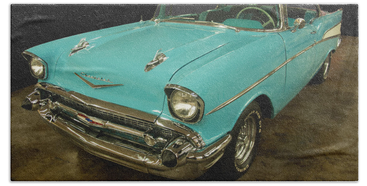 Chevrolet Beach Towel featuring the photograph 1957 Chevrolet 210 by Flees Photos