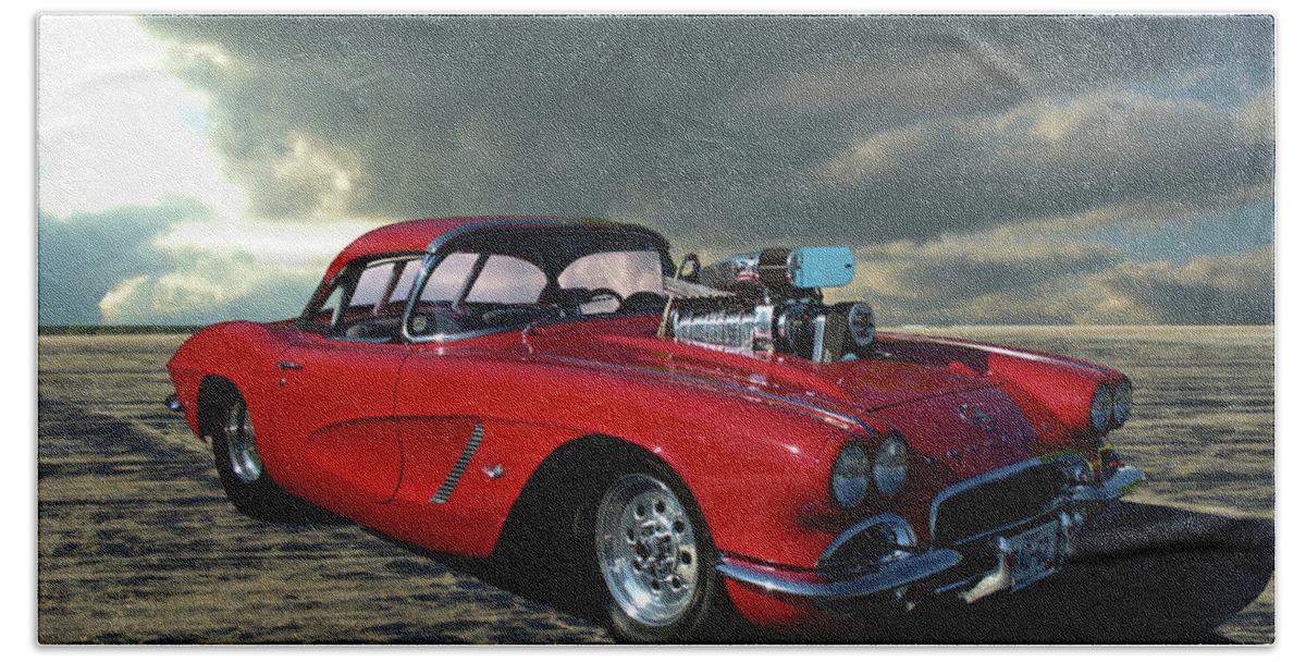 1962 Beach Towel featuring the photograph 1962 Corvette Dragster by Tim McCullough
