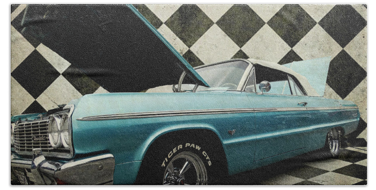 Photoshop Beach Towel featuring the digital art 1965 Chevy Impala by Melissa Messick