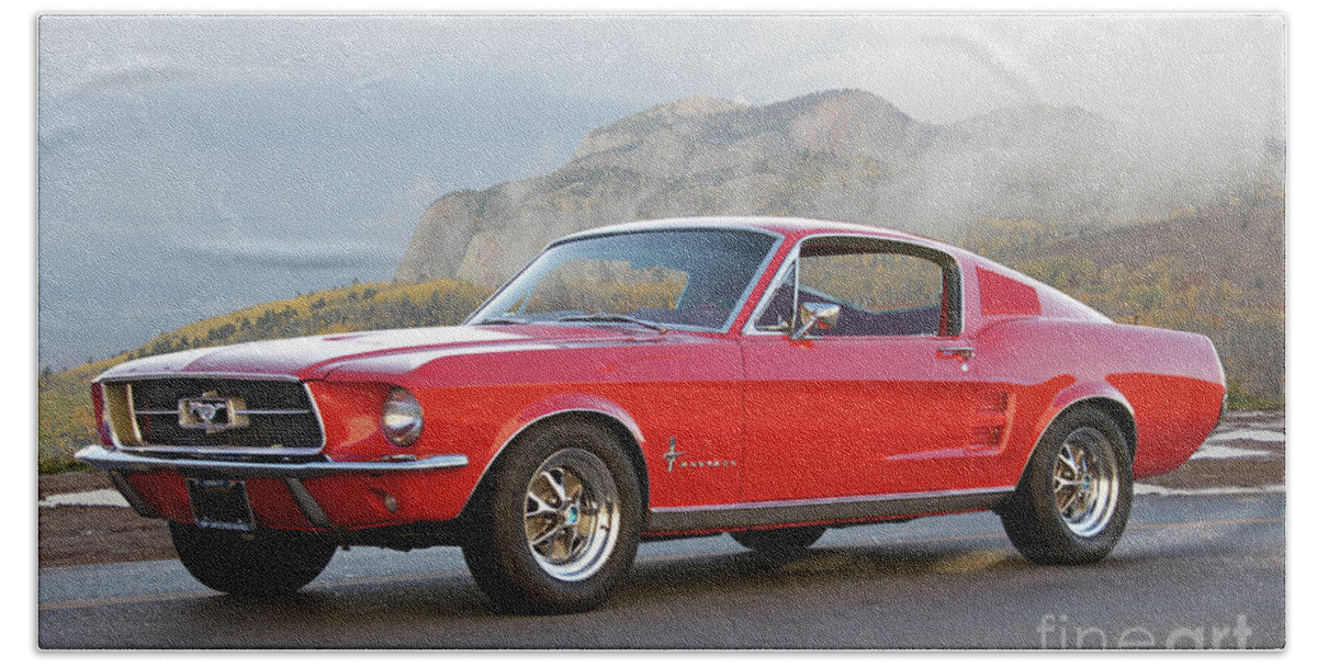 Automobile Beach Towel featuring the photograph 1967 Mustang Fastback I by Dave Koontz