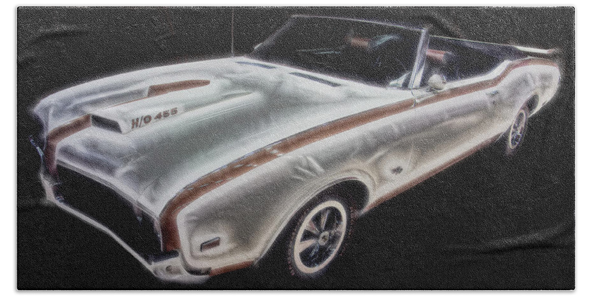 Electric Images Beach Towel featuring the digital art 1969 Hurst Oldsmobile 455 HO electric by Flees Photos