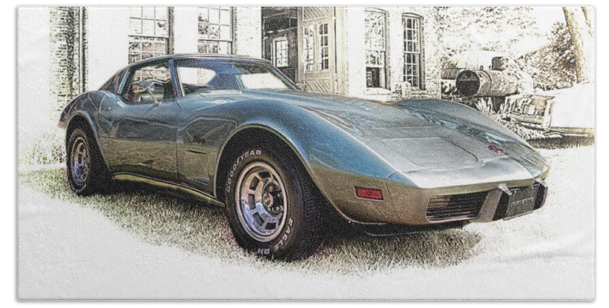 1976 Beach Towel featuring the photograph 1976 Corvette Stingray by Susan Rissi Tregoning