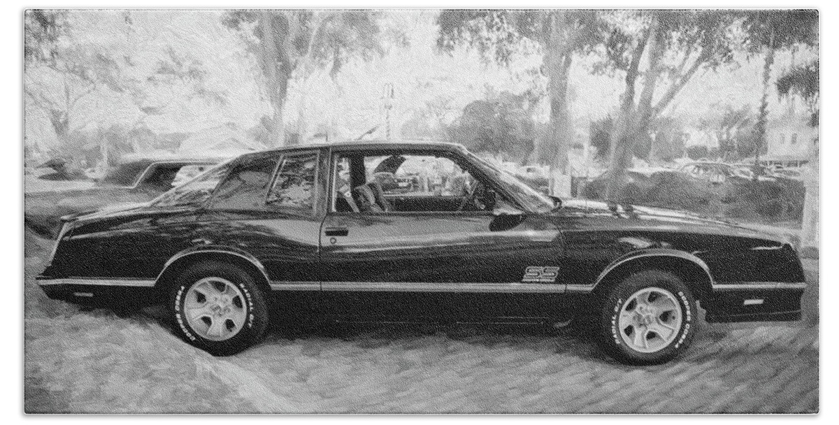 1987 Chevrolet Monte Carlo Ss Coupe Beach Sheet featuring the photograph 1987 Chevrolet Monte Carlo SS Coupe BW c124 by Rich Franco