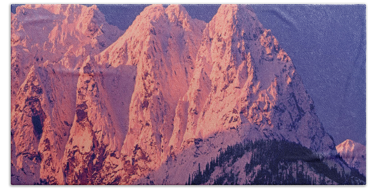 Mt. Index Beach Sheet featuring the photograph 1M4503-A Three Peaks of Mt. Index at Sunrise by Ed Cooper Photography