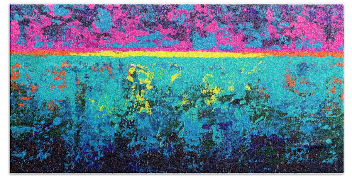 #madewithmichaels #art #abstract #contemporary #allisonconstantino Beach Towel featuring the painting 1st Light by Allison Constantino