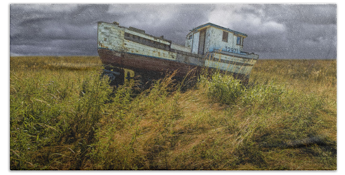 Art Beach Towel featuring the photograph Abandoned Fishing Boat in Washington State #2 by Randall Nyhof