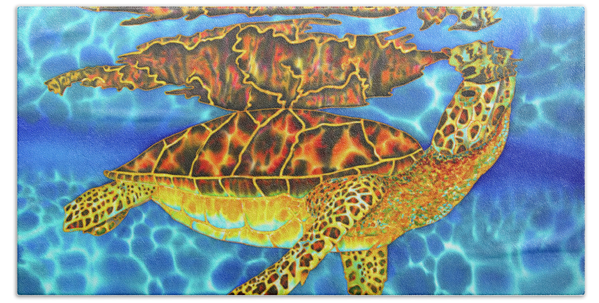 Sea Turtle Beach Towel featuring the painting Caribbean Sea Turtle #1 by Daniel Jean-Baptiste