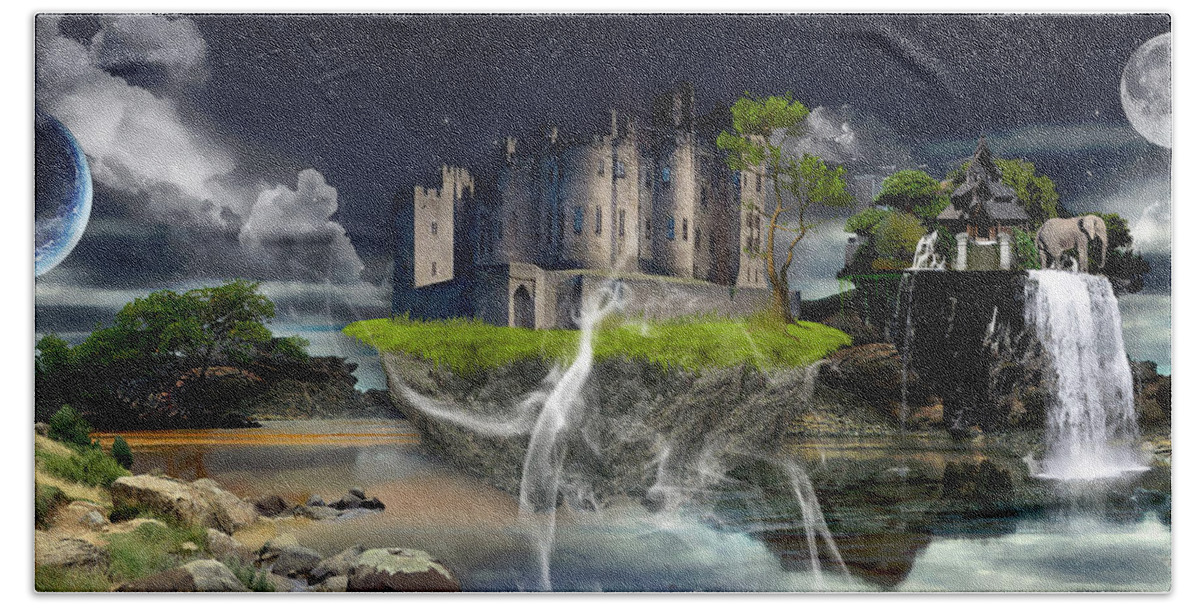 Castle Beach Towel featuring the mixed media Castle In The Sky Art #2 by Marvin Blaine