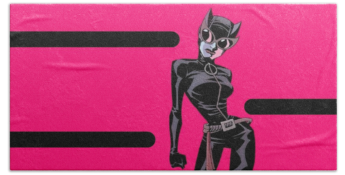 Catwoman Beach Towel featuring the digital art Catwoman #2 by Super Lovely
