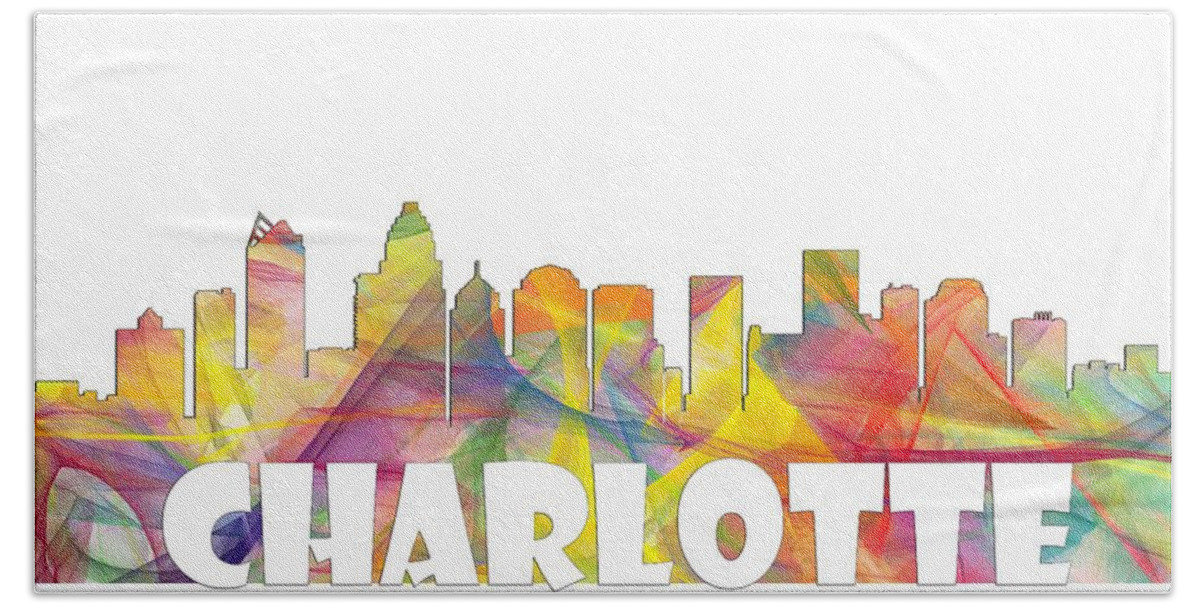 Charlotte Nc Skyline Beach Sheet featuring the digital art Charlotte NC Skyline #2 by Marlene Watson