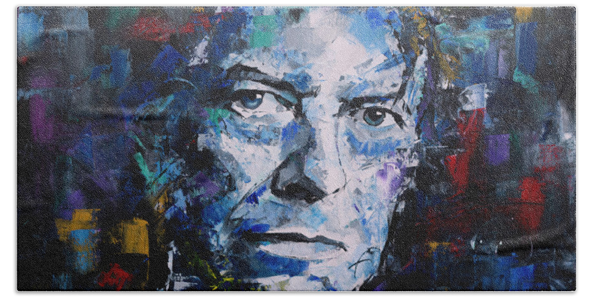 David Beach Towel featuring the painting David Bowie III by Richard Day