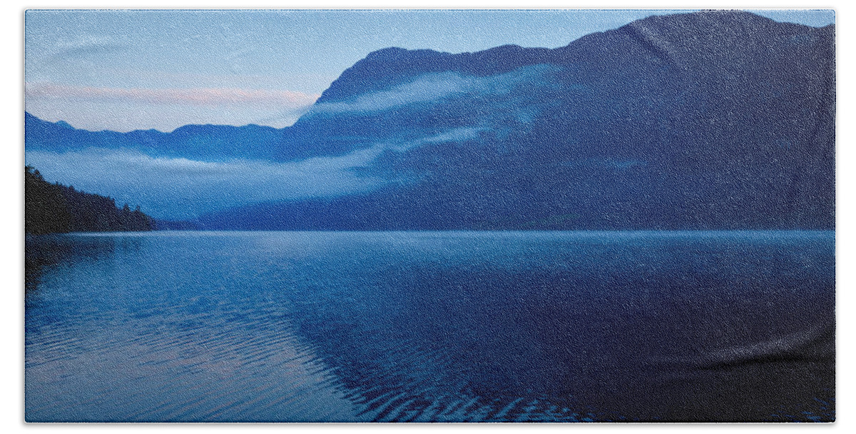 Bohinj Beach Towel featuring the photograph Dawn at Lake Bohinj in Slovenia #2 by Ian Middleton