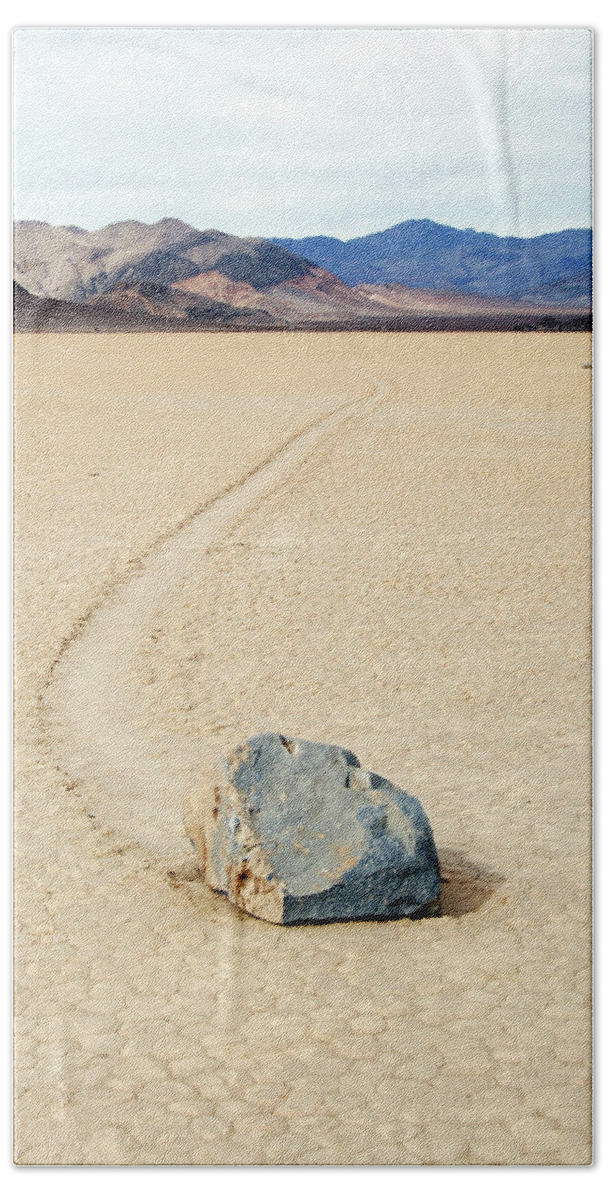 Moving Rock Beach Sheet featuring the photograph Death Valley Racetrack #2 by Breck Bartholomew