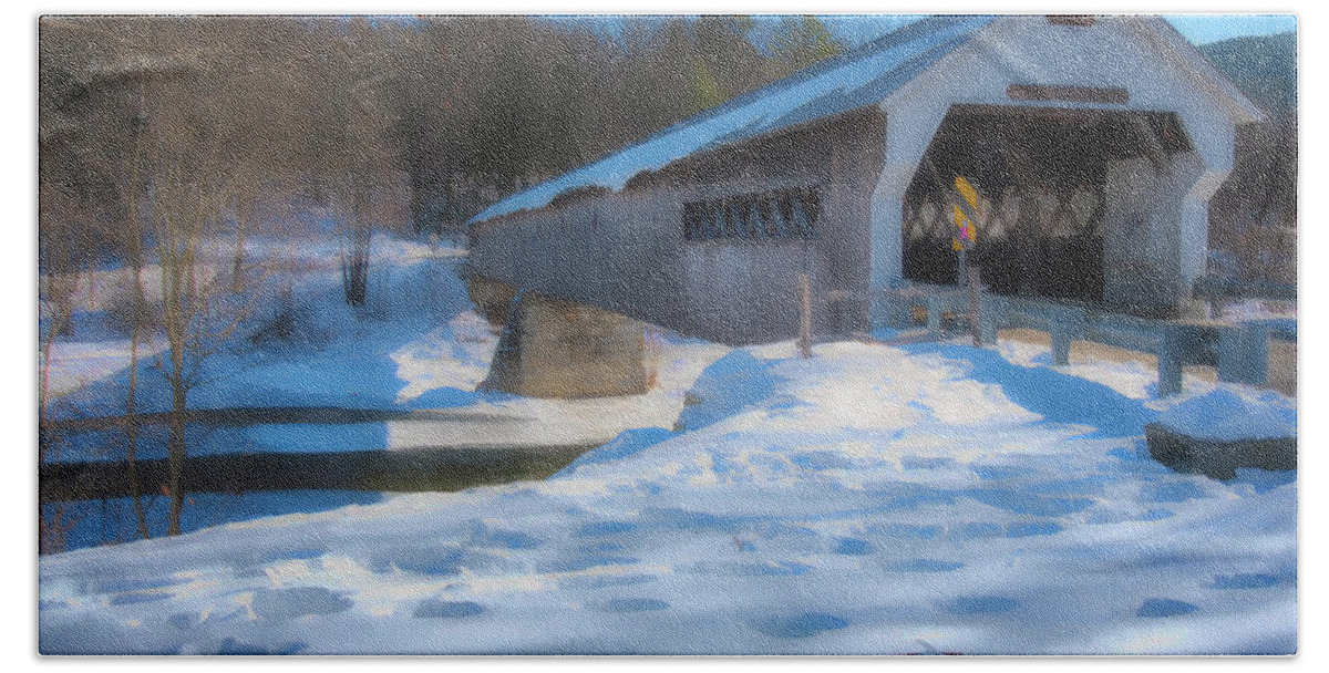 Williamsville Vermont Beach Towel featuring the photograph Dummerston Bridge #2 by Tom Singleton