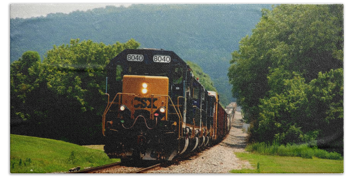 Train Beach Towel featuring the photograph Freight Train by Kenny Glover