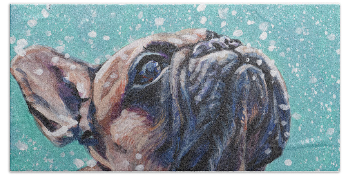 French Bulldog Beach Sheet featuring the painting French Bulldog #2 by Lee Ann Shepard