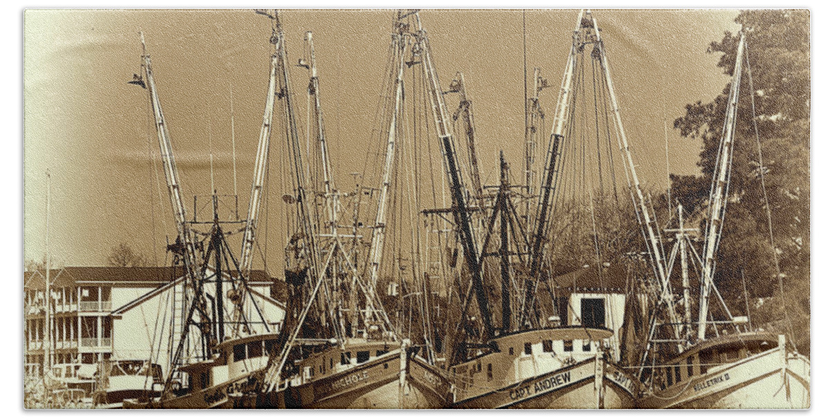 Shrimp Beach Sheet featuring the photograph Georgetown Shrimpers #2 by Bill Barber