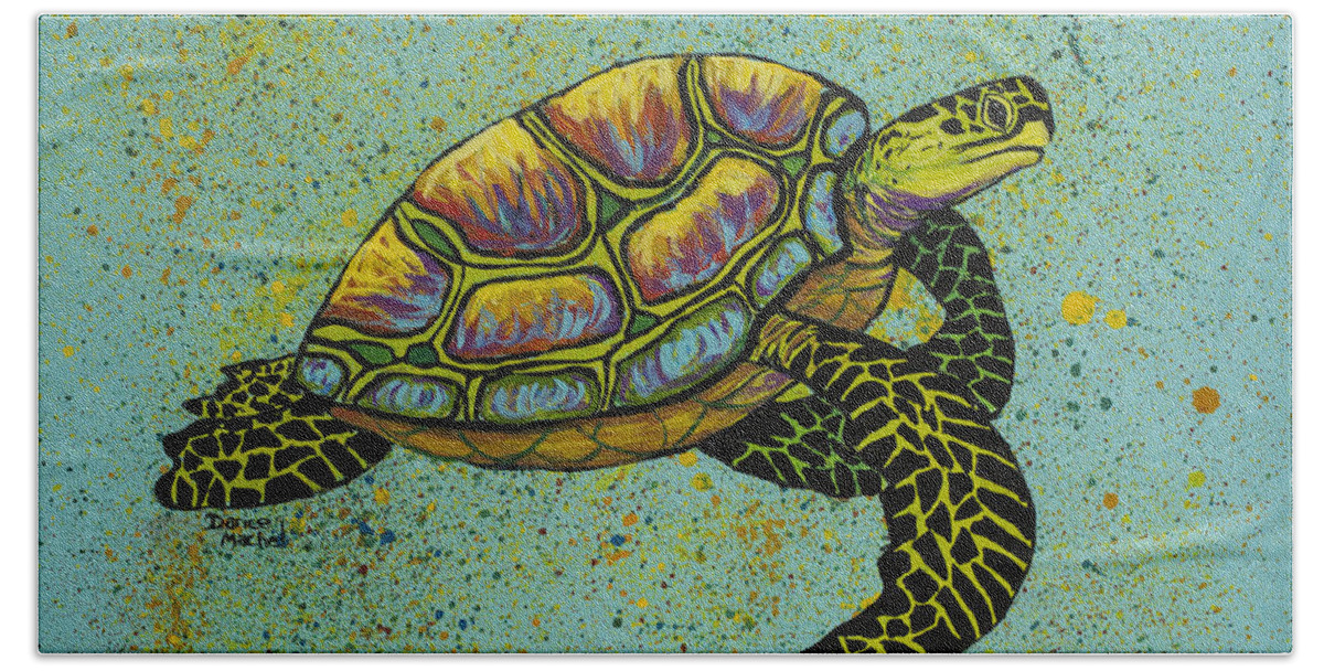Animal Beach Towel featuring the painting Honu #1 by Darice Machel McGuire