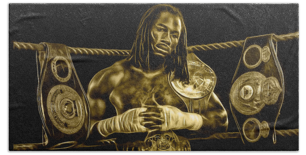 Lennox Lewis Beach Towel featuring the mixed media Lennox Lewis Collection #2 by Marvin Blaine