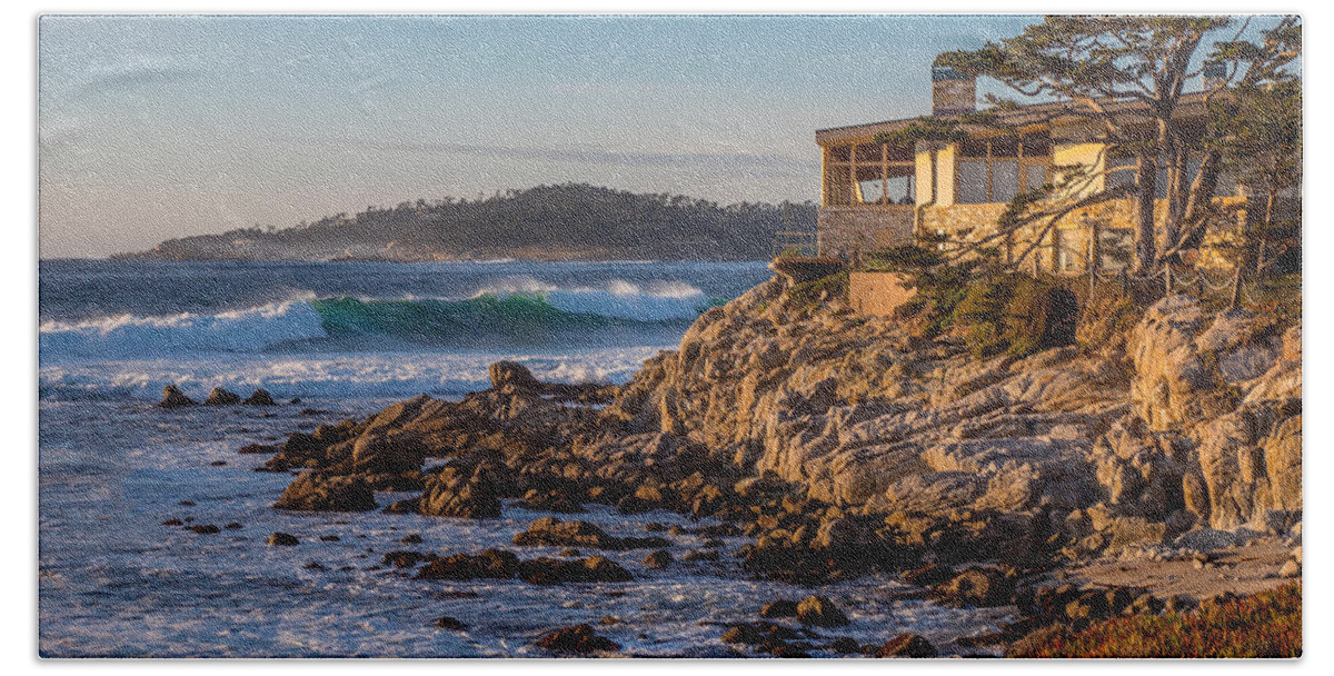 Carmel Point Beach Towel featuring the photograph Living on the Edge #2 by Derek Dean