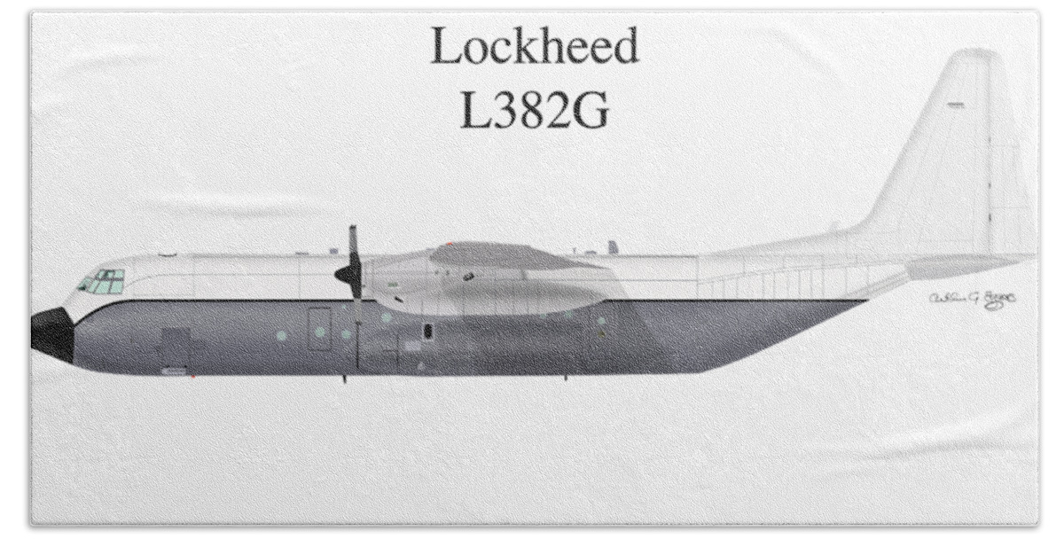 Lockheed Beach Towel featuring the digital art Lockheed L382G #3 by Arthur Eggers