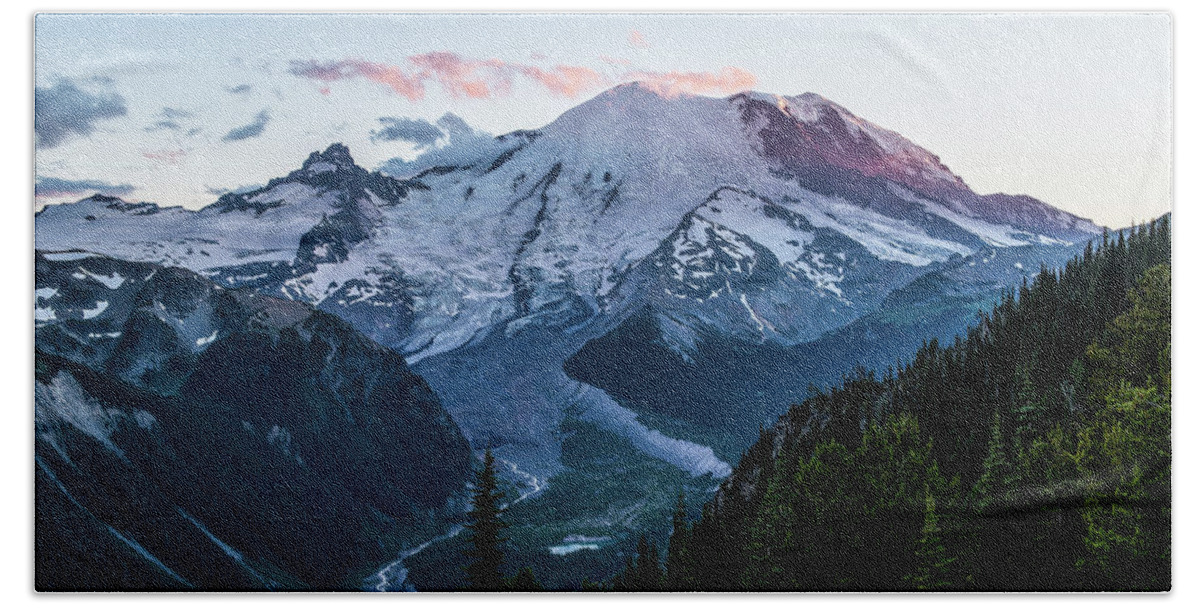 Landscape Beach Towel featuring the photograph Mt.Rainier in sunset #2 by Hisao Mogi
